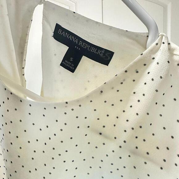 Banana Republic Women's Off White Polkadot Flounce-Hem Fit-and-Flare Dress Small - Picture 4 of 5